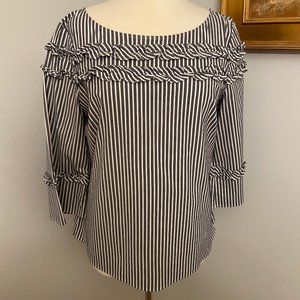 Talbots L Women's Black & White Popover